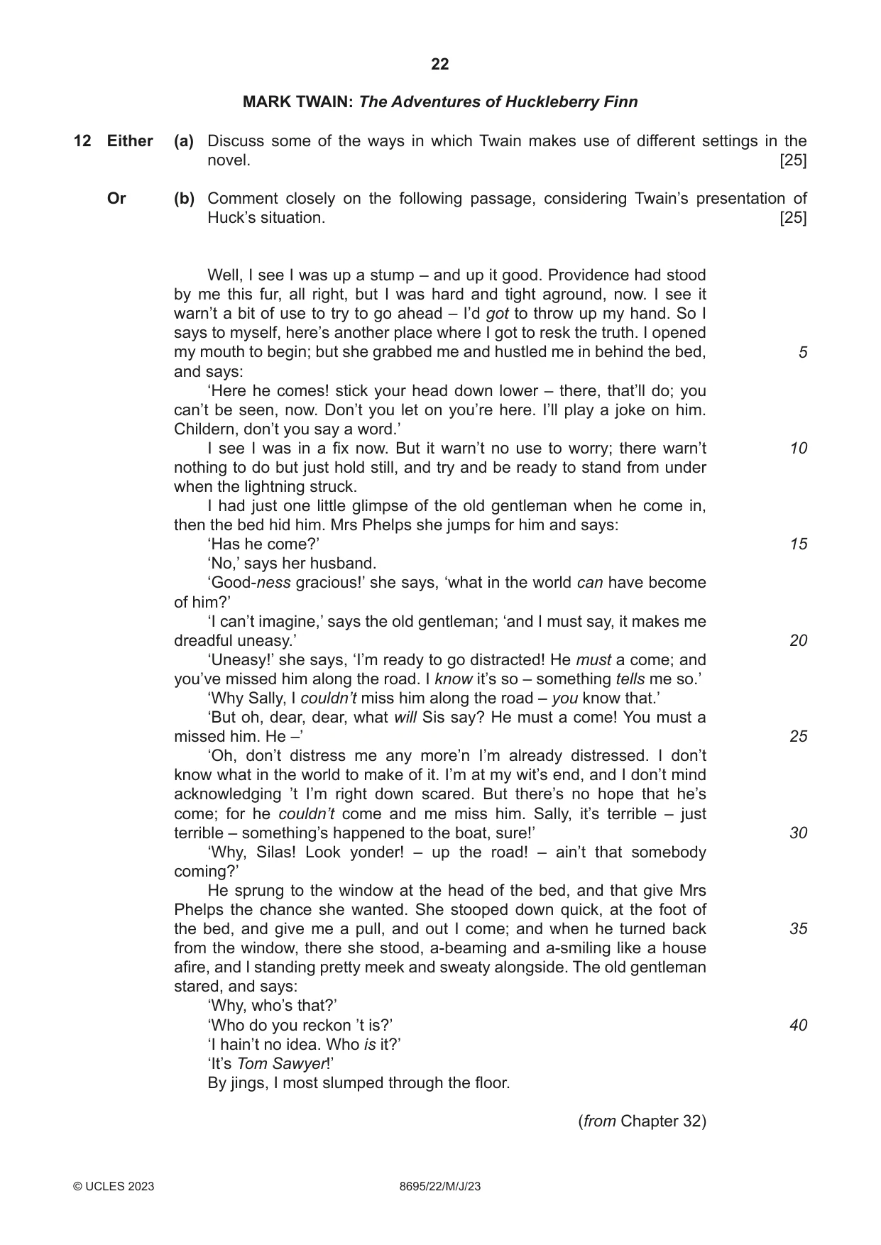 Cambridge A Level English - Language and Literature (AS Level only, from 2016) 8695 2023 May/June Paper 2 · Variant 2 question paper, page 22 of 24