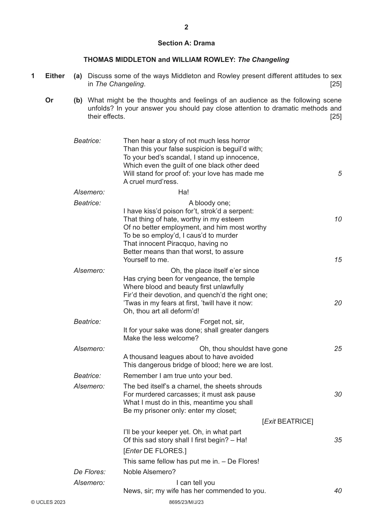 Cambridge A Level English - Language and Literature (AS Level only, from 2016) 8695 2023 May/June Paper 2 · Variant 3 question paper, page 2 of 20
