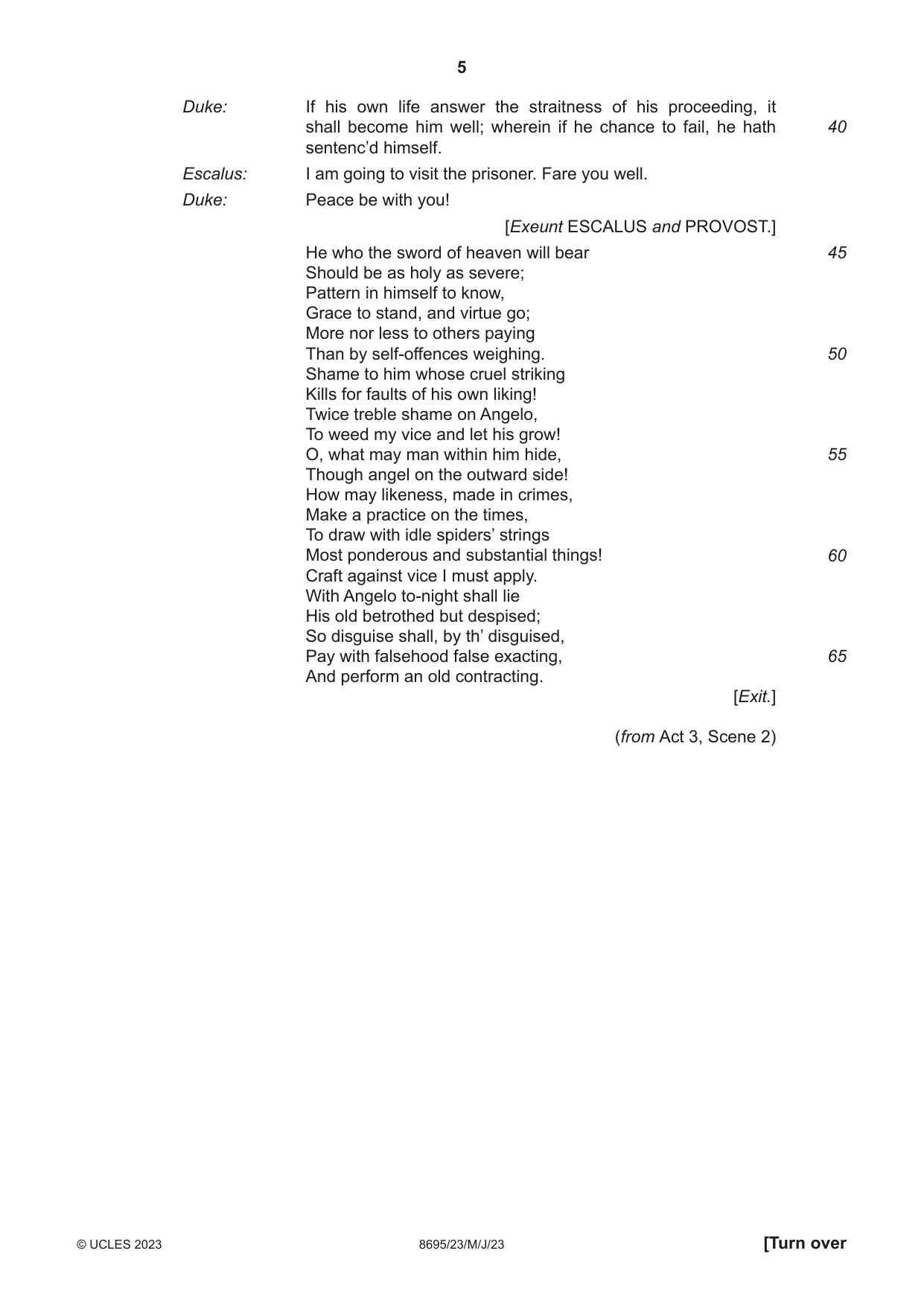 Cambridge A Level English - Language and Literature (AS Level only, from 2016) 8695 2023 May/June Paper 2 · Variant 3 question paper, page 5 of 20