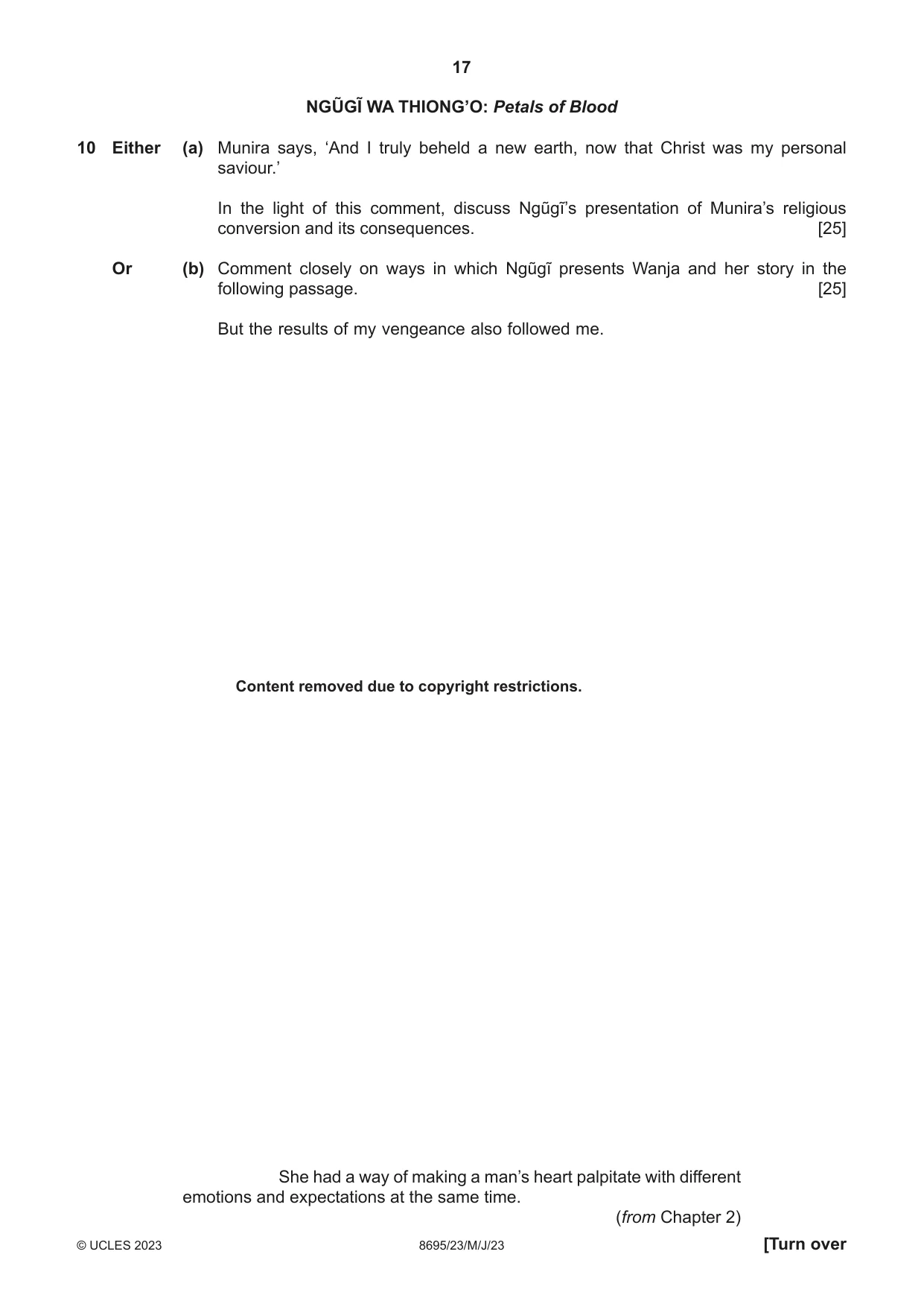 Cambridge A Level English - Language and Literature (AS Level only, from 2016) 8695 2023 May/June Paper 2 · Variant 3 question paper, page 17 of 20