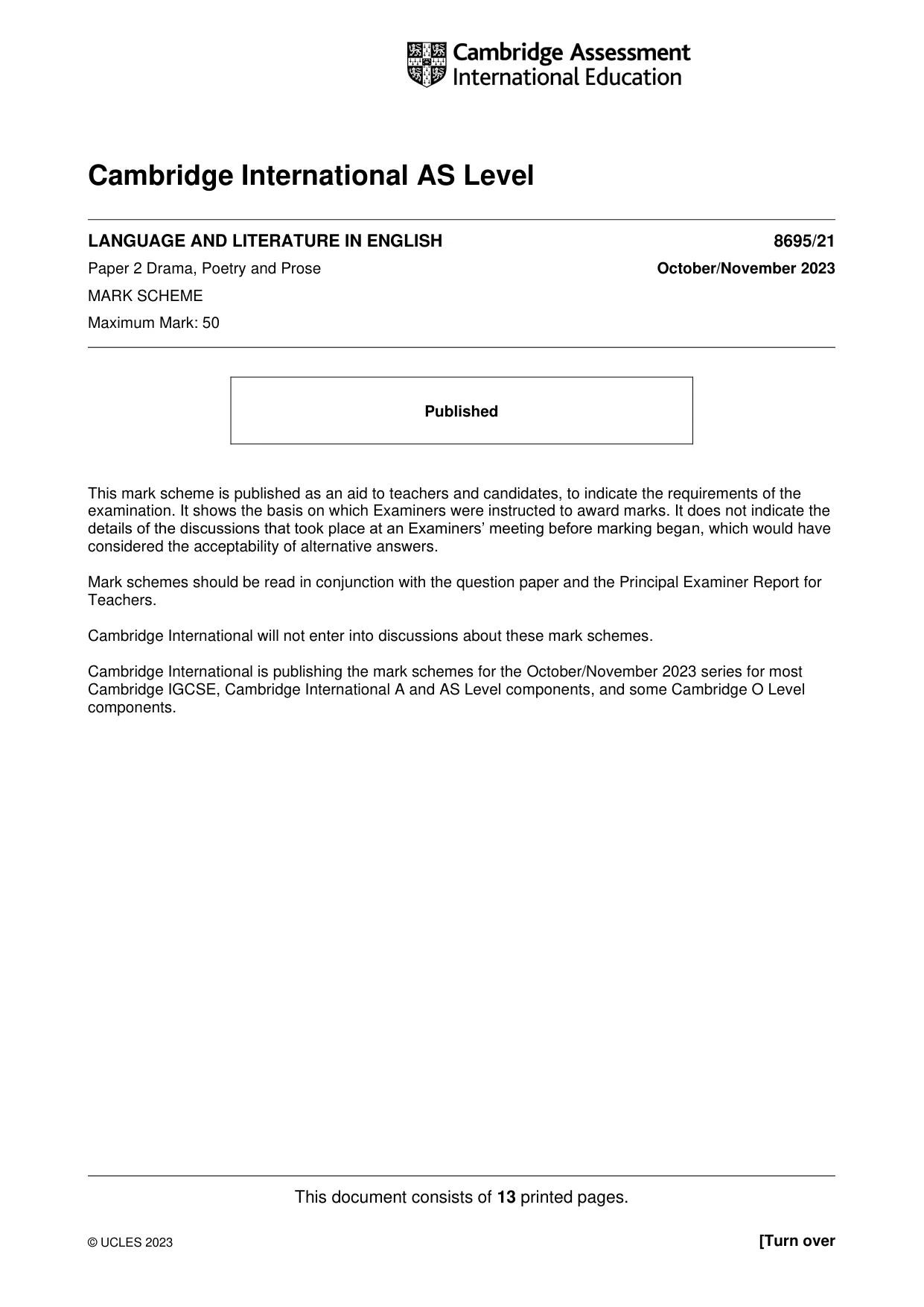 Mark scheme, page 1 of 13