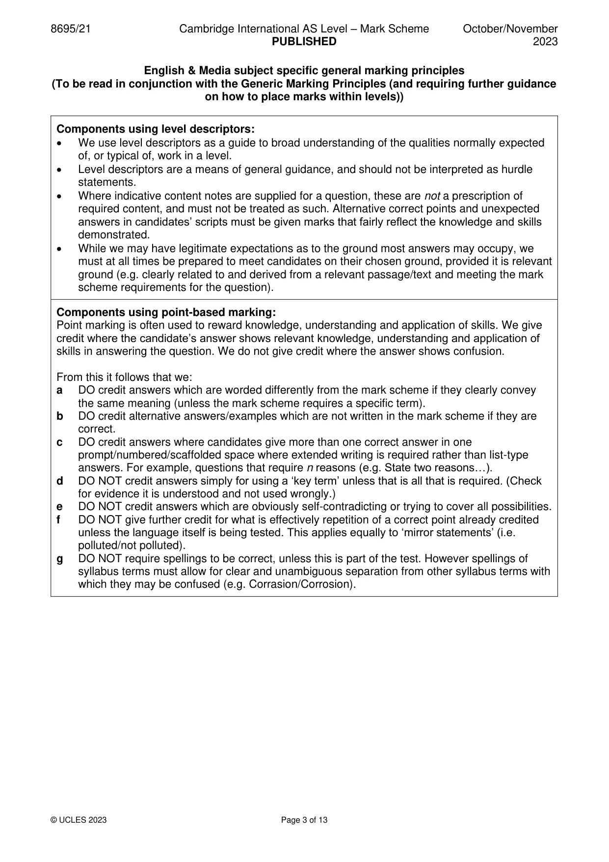 Mark scheme, page 3 of 13