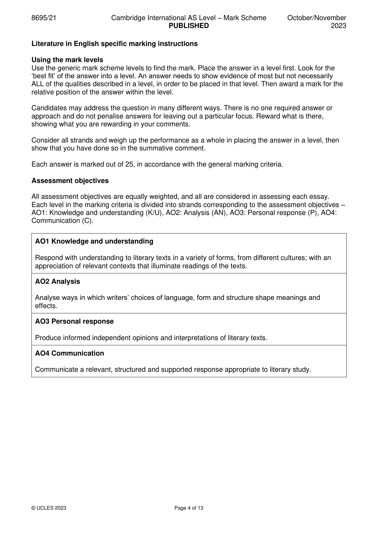 Mark scheme, page 4 of 13