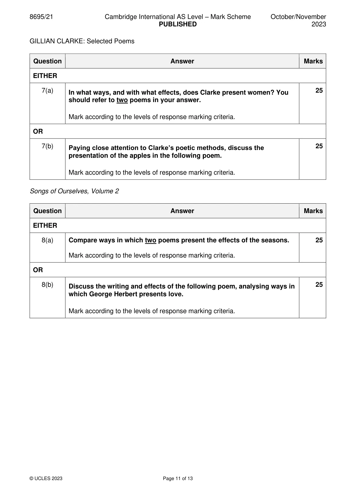 Mark scheme, page 11 of 13