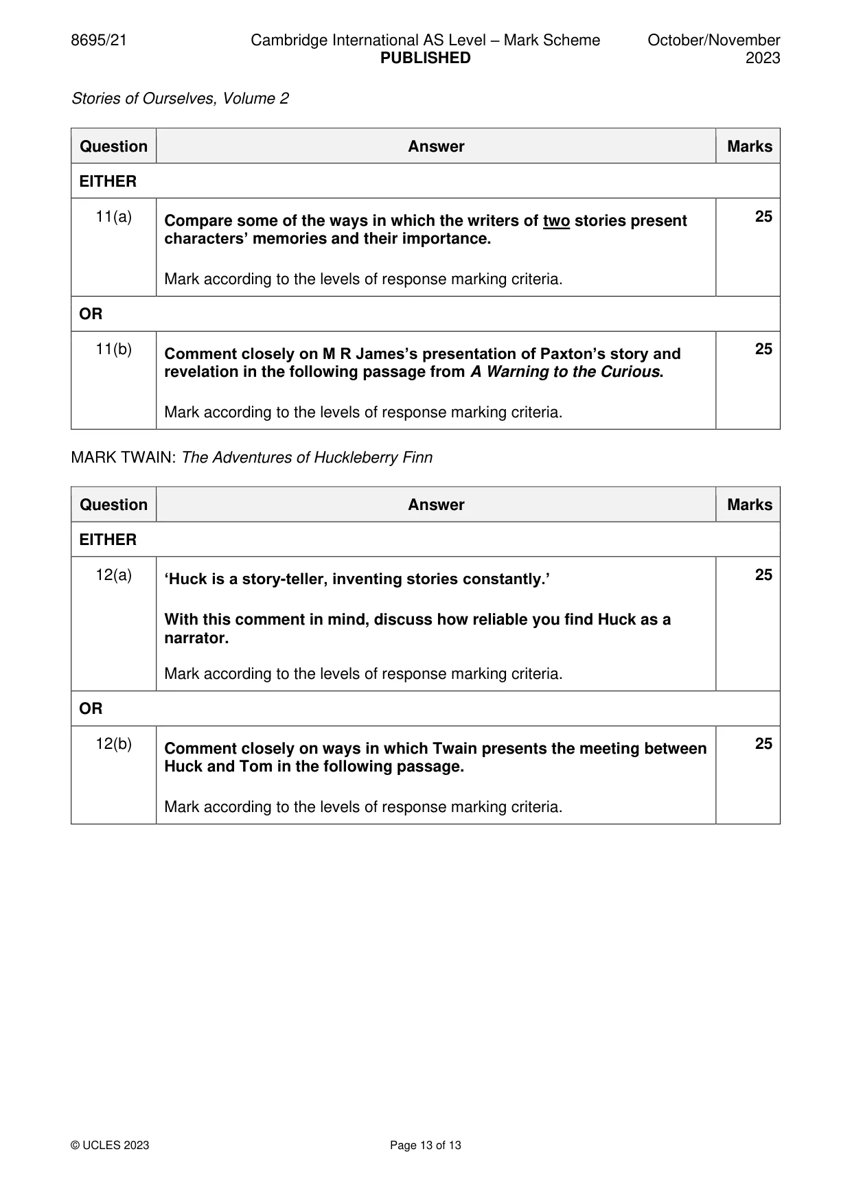 Mark scheme, page 13 of 13