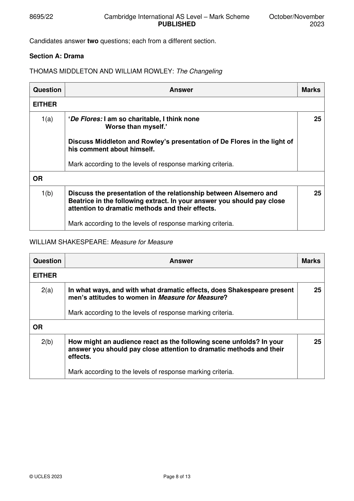 Mark scheme, page 8 of 13