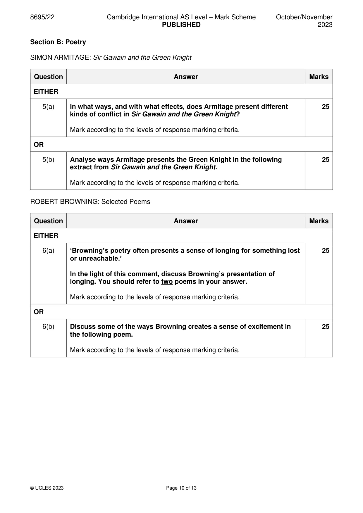 Mark scheme, page 10 of 13