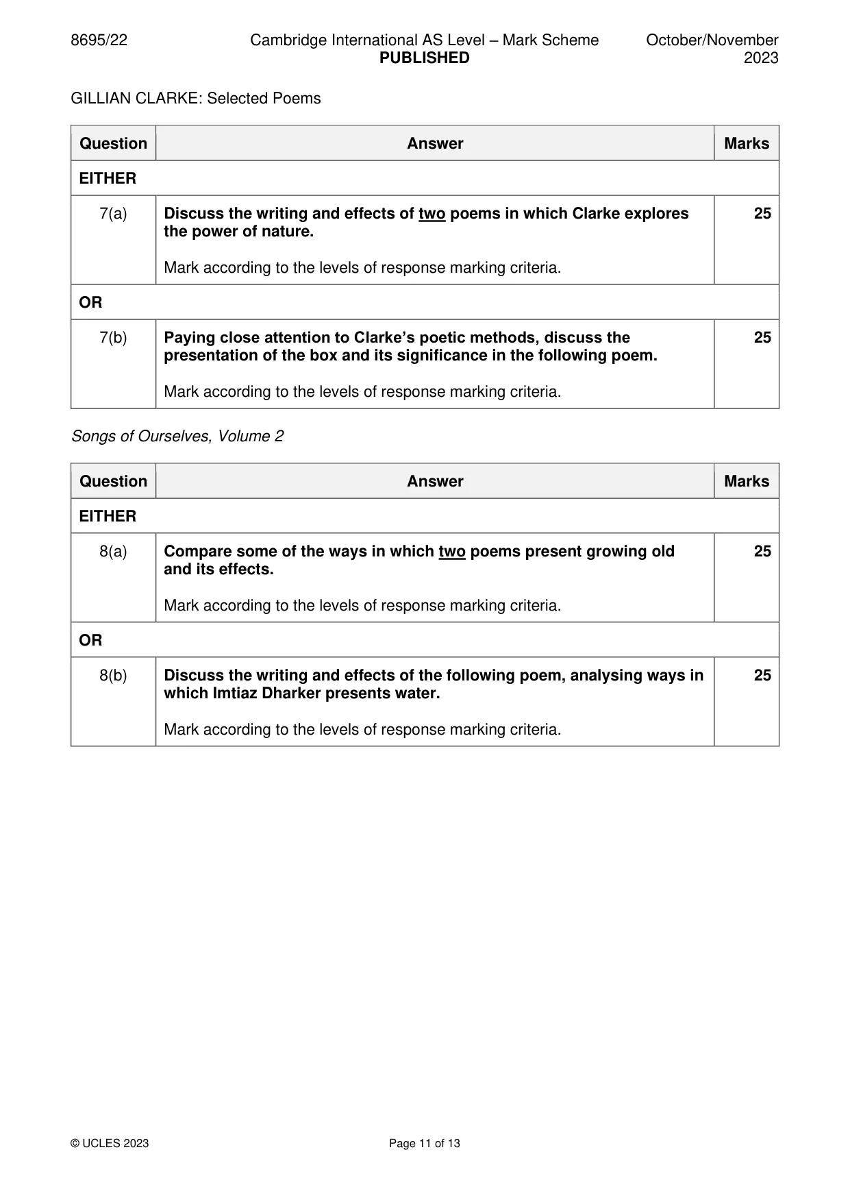 Mark scheme, page 11 of 13