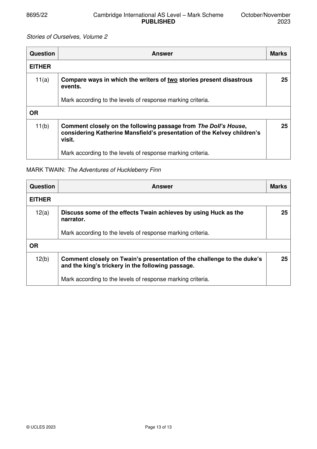 Mark scheme, page 13 of 13