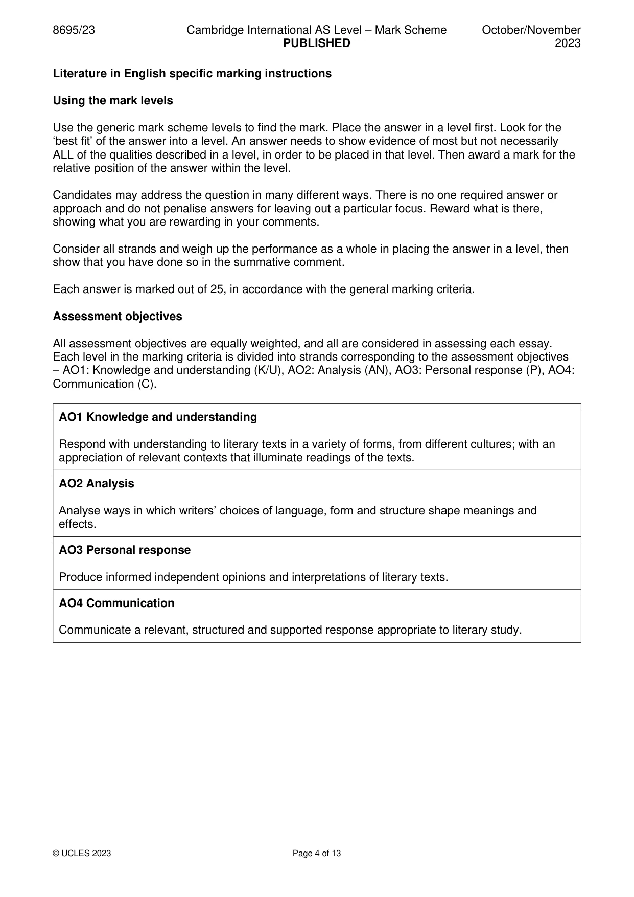 Mark scheme, page 4 of 13