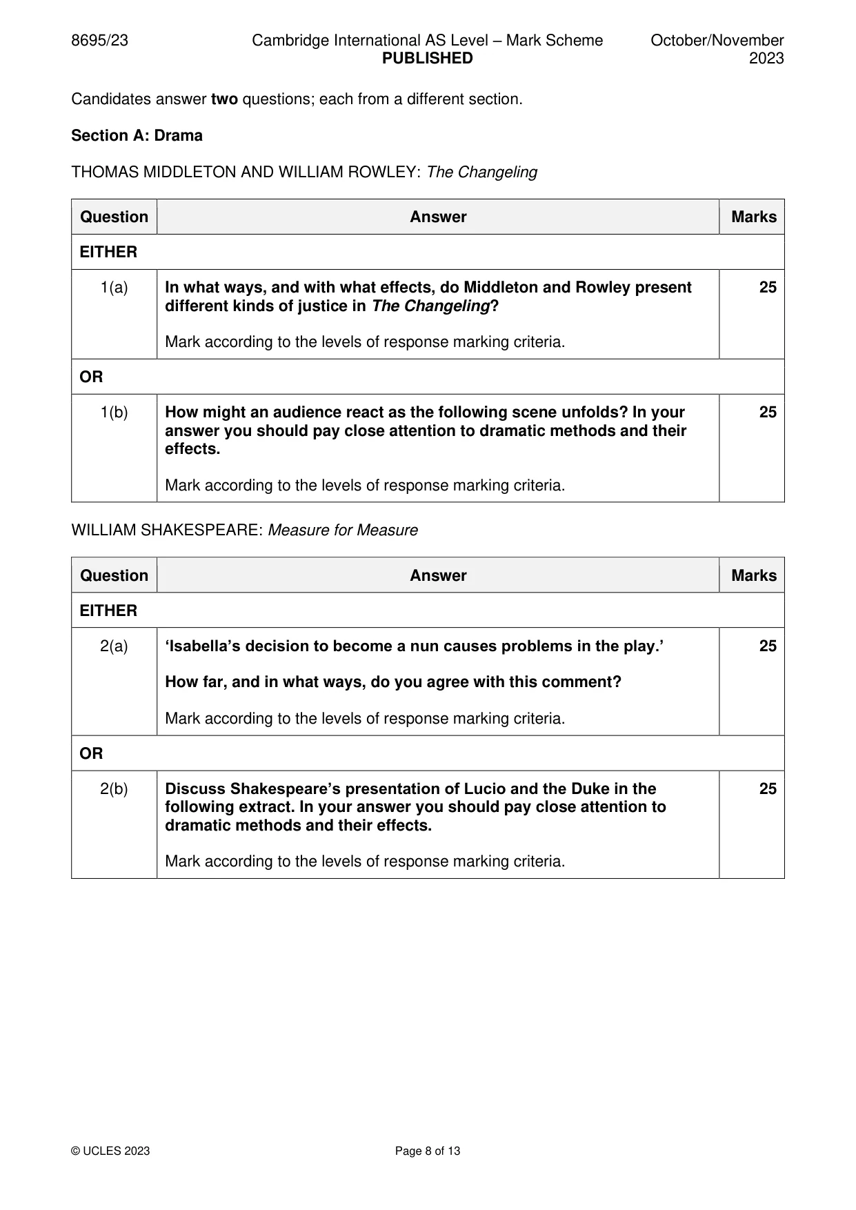 Mark scheme, page 8 of 13