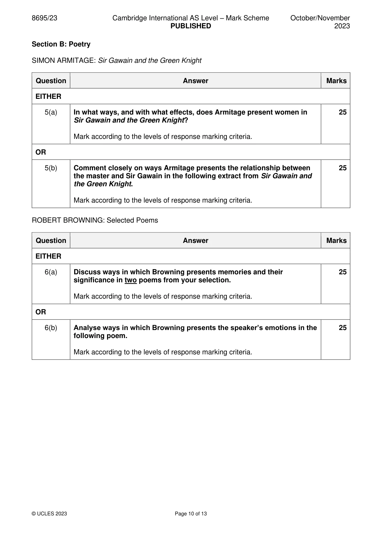Mark scheme, page 10 of 13