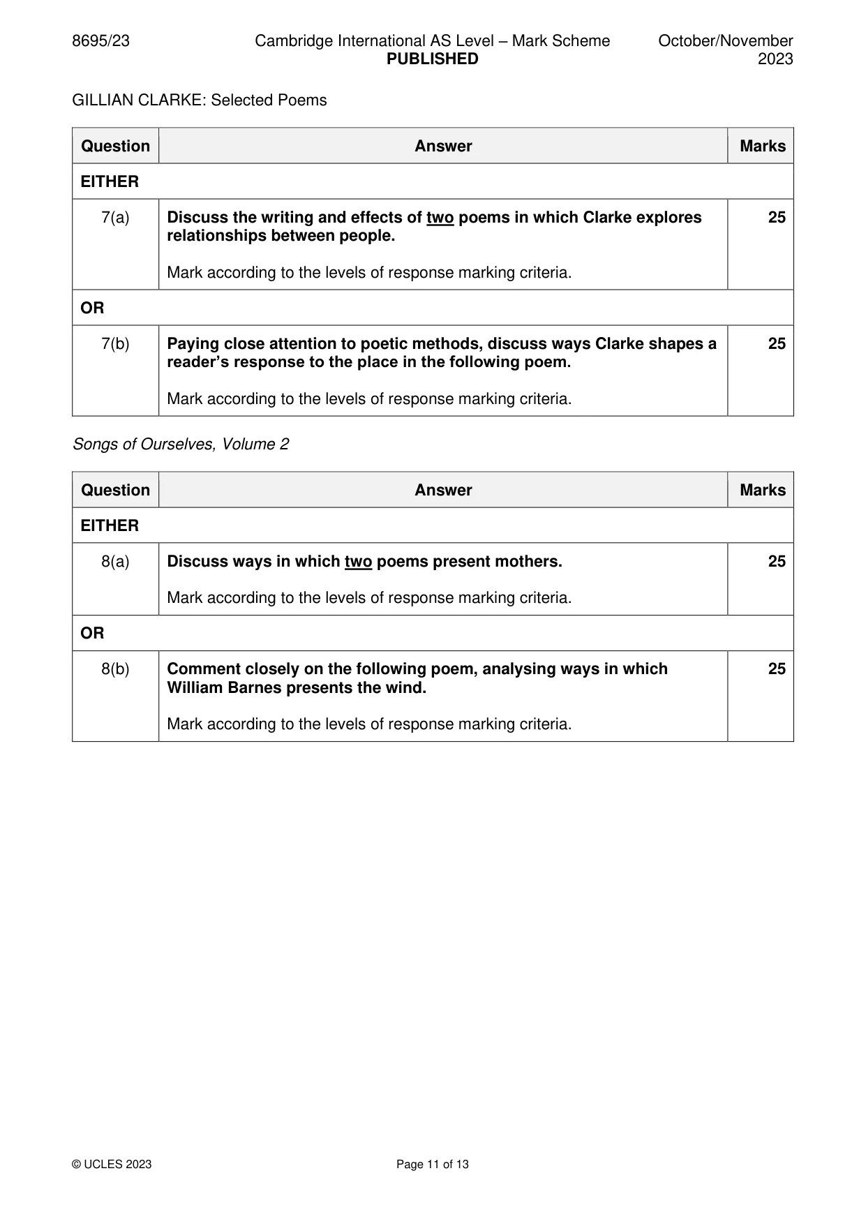 Mark scheme, page 11 of 13
