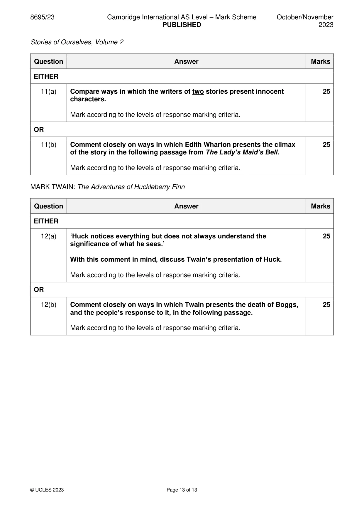 Mark scheme, page 13 of 13