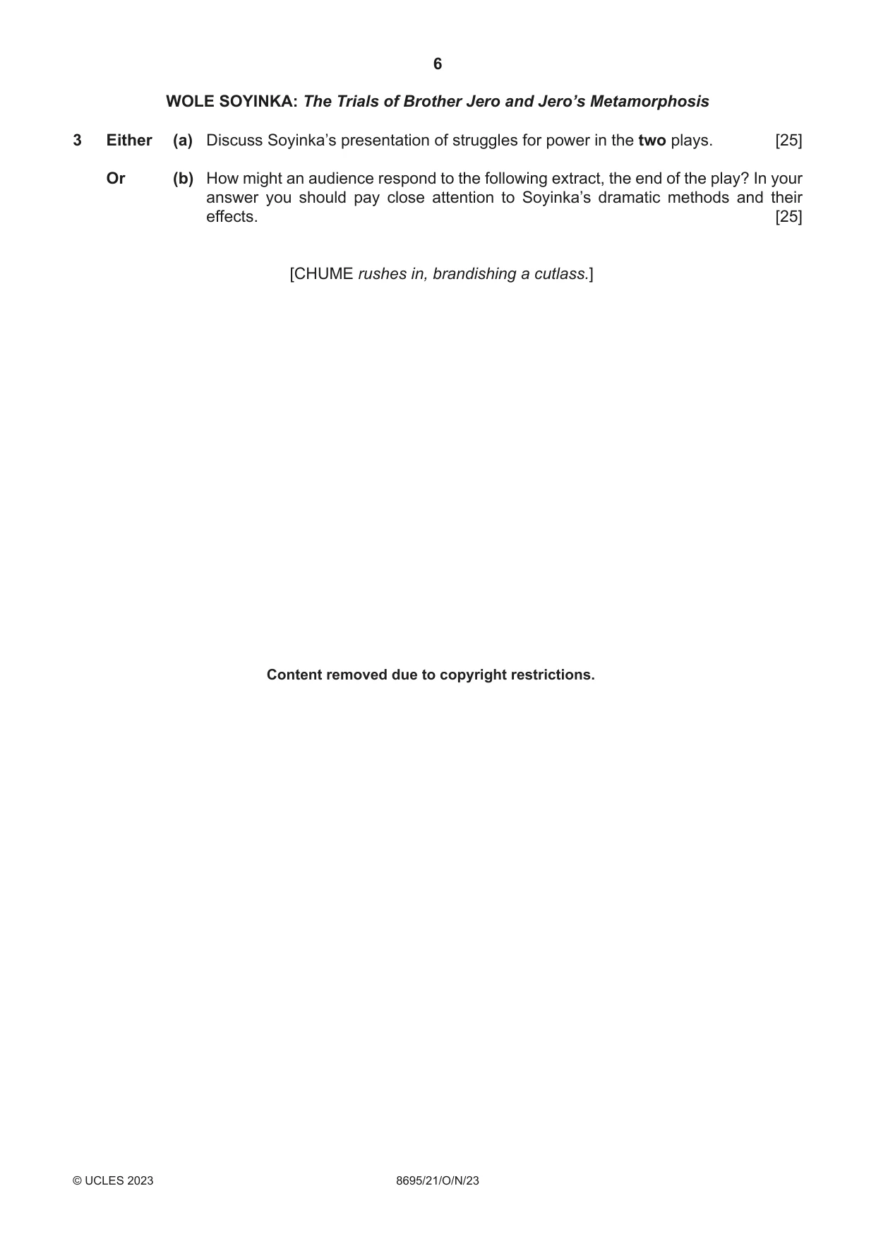 Cambridge A Level English - Language and Literature (AS Level only, from 2016) 8695 2023 Oct/Nov Paper 2 · Variant 1 question paper, page 6 of 24