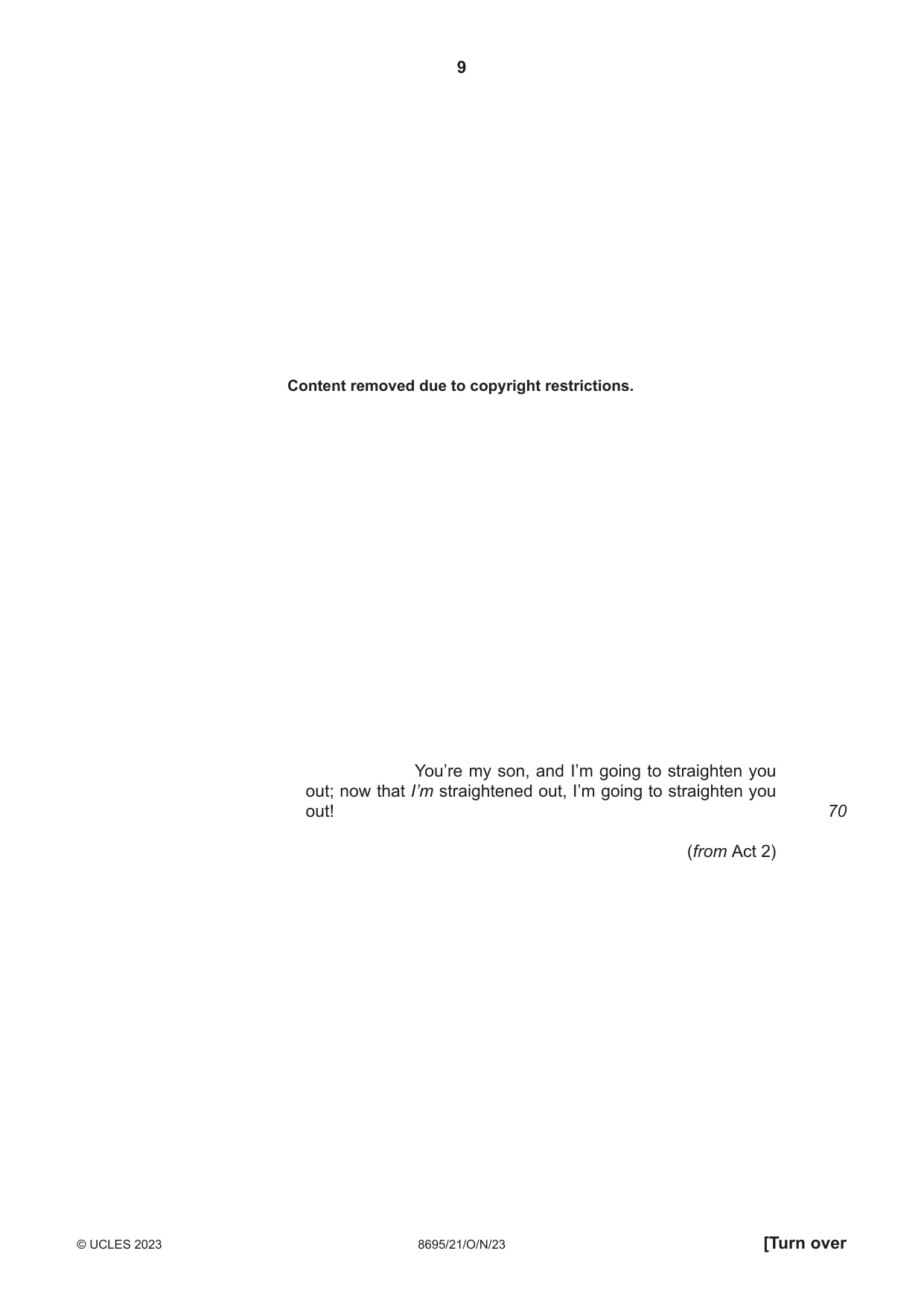 Cambridge A Level English - Language and Literature (AS Level only, from 2016) 8695 2023 Oct/Nov Paper 2 · Variant 1 question paper, page 9 of 24