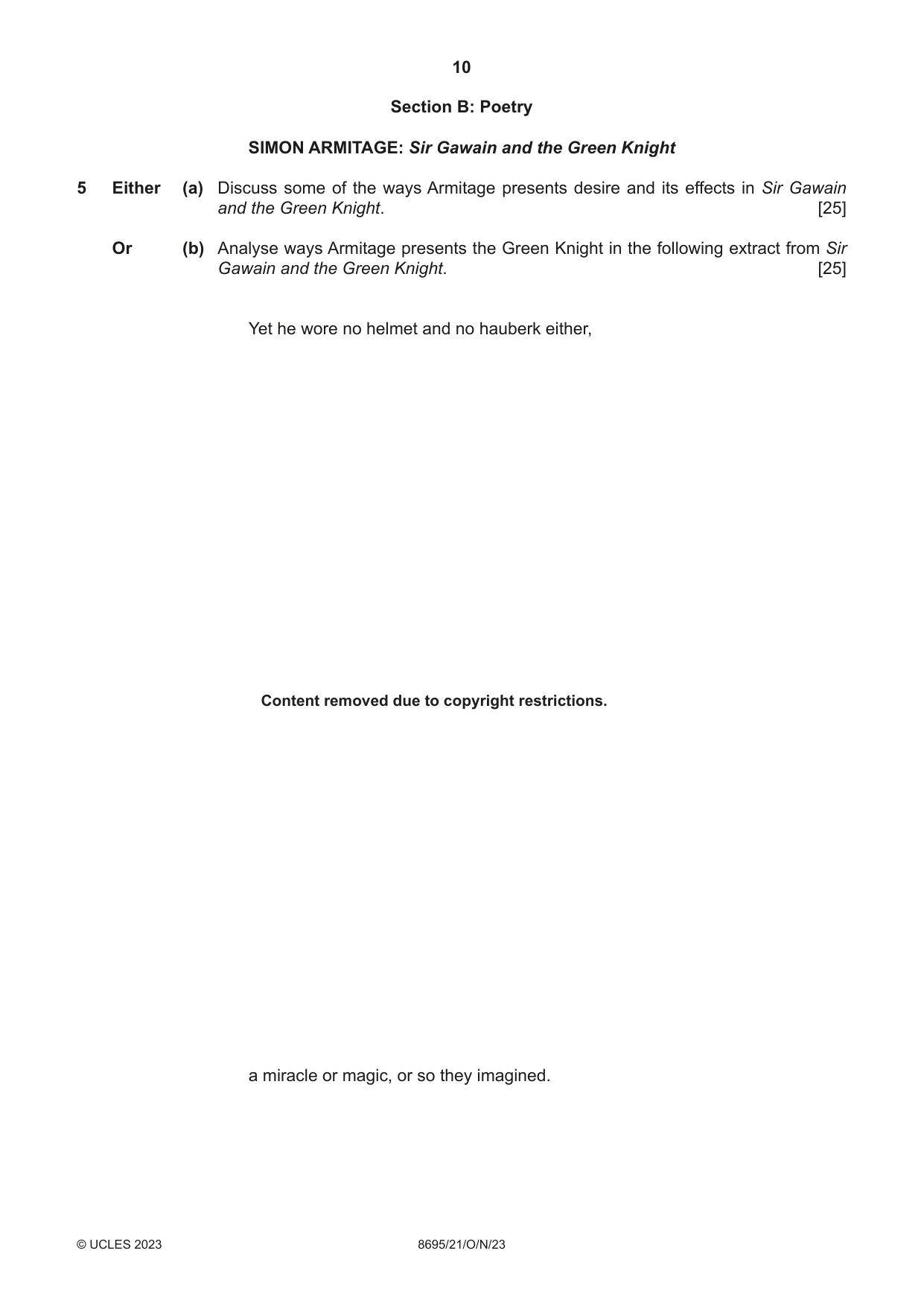 Cambridge A Level English - Language and Literature (AS Level only, from 2016) 8695 2023 Oct/Nov Paper 2 · Variant 1 question paper, page 10 of 24