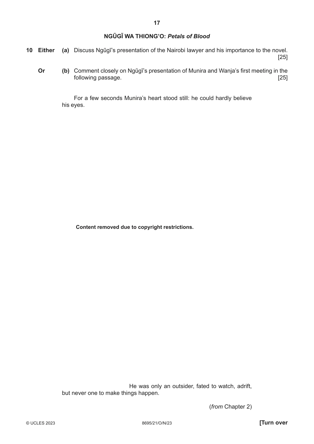 Cambridge A Level English - Language and Literature (AS Level only, from 2016) 8695 2023 Oct/Nov Paper 2 · Variant 1 question paper, page 17 of 24