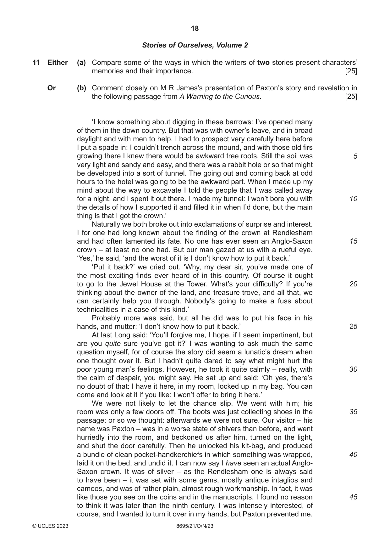 Cambridge A Level English - Language and Literature (AS Level only, from 2016) 8695 2023 Oct/Nov Paper 2 · Variant 1 question paper, page 18 of 24