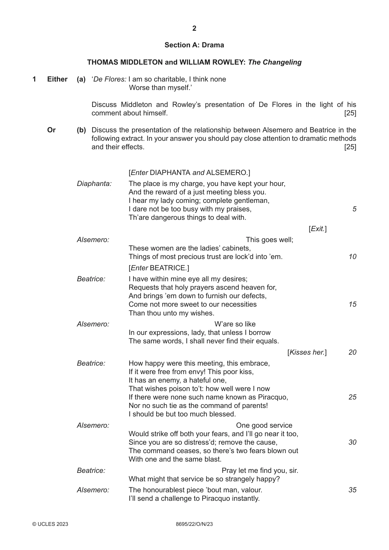 Cambridge A Level English - Language and Literature (AS Level only, from 2016) 8695 2023 Oct/Nov Paper 2 · Variant 2 question paper, page 2 of 24
