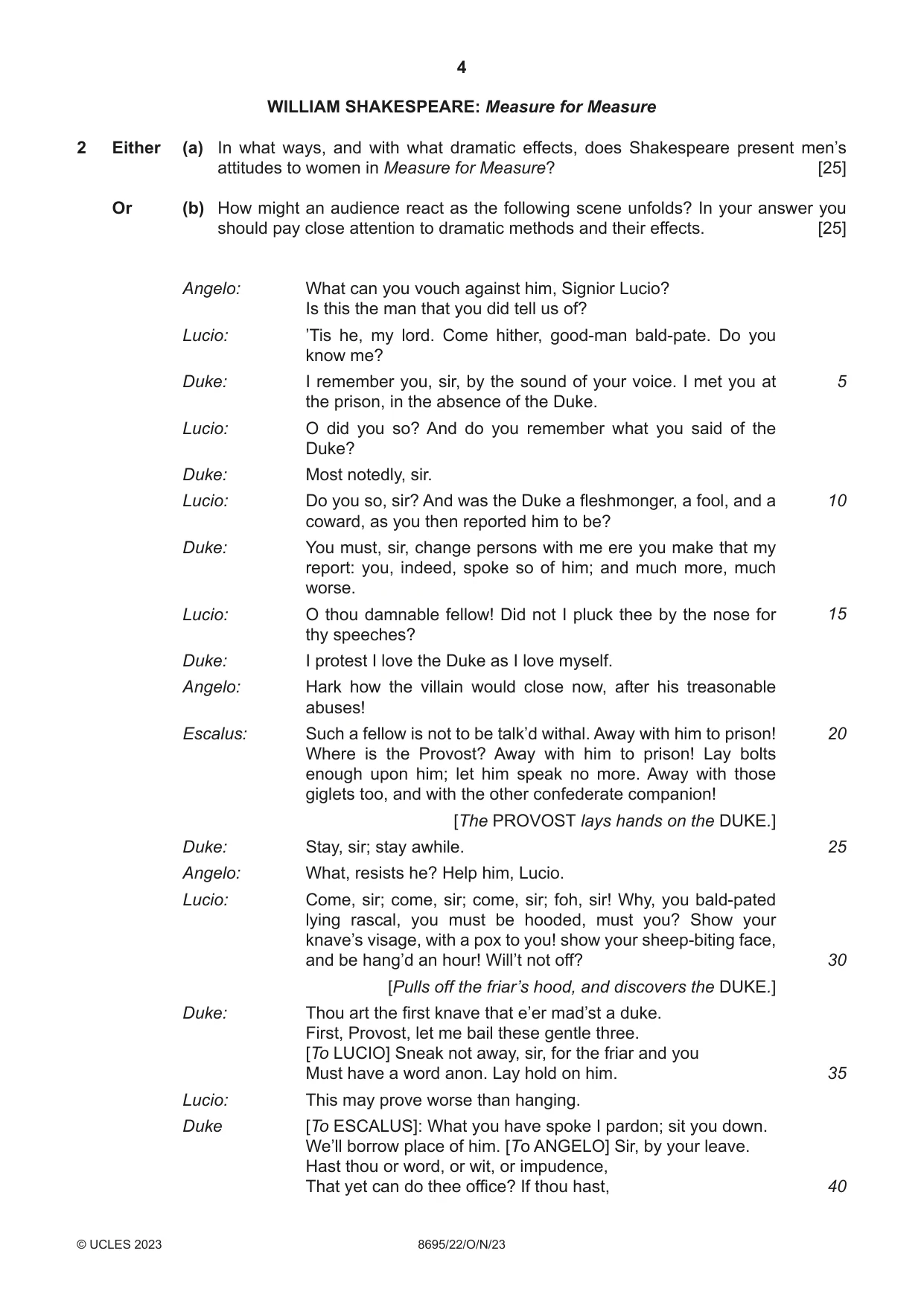 Cambridge A Level English - Language and Literature (AS Level only, from 2016) 8695 2023 Oct/Nov Paper 2 · Variant 2 question paper, page 4 of 24