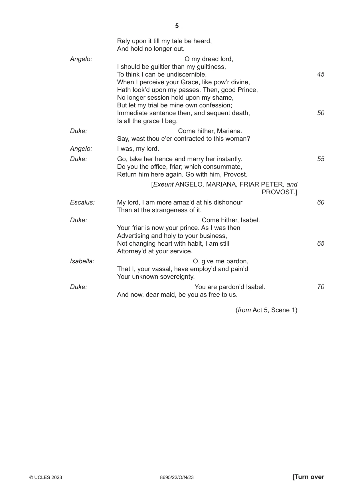 Cambridge A Level English - Language and Literature (AS Level only, from 2016) 8695 2023 Oct/Nov Paper 2 · Variant 2 question paper, page 5 of 24