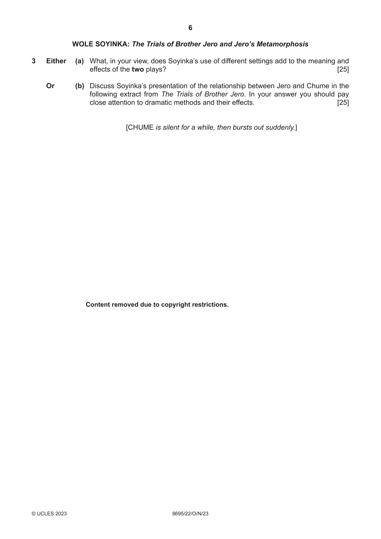 Cambridge A Level English - Language and Literature (AS Level only, from 2016) 8695 2023 Oct/Nov Paper 2 · Variant 2 question paper, page 6 of 24