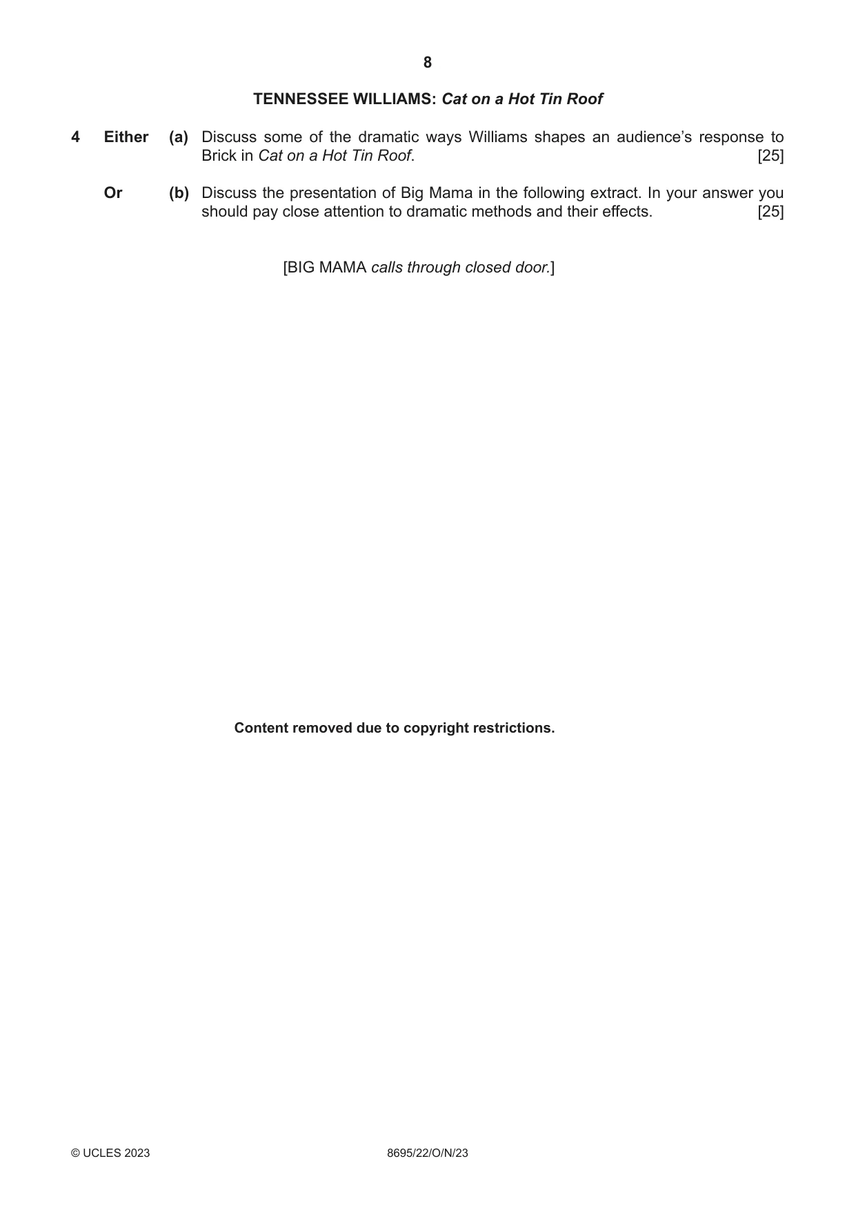Cambridge A Level English - Language and Literature (AS Level only, from 2016) 8695 2023 Oct/Nov Paper 2 · Variant 2 question paper, page 8 of 24