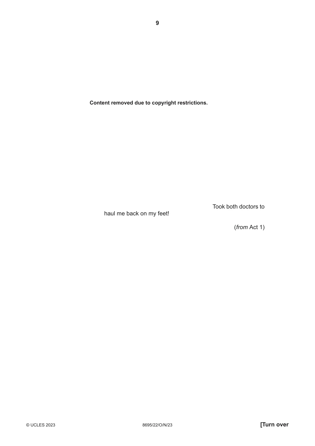 Cambridge A Level English - Language and Literature (AS Level only, from 2016) 8695 2023 Oct/Nov Paper 2 · Variant 2 question paper, page 9 of 24