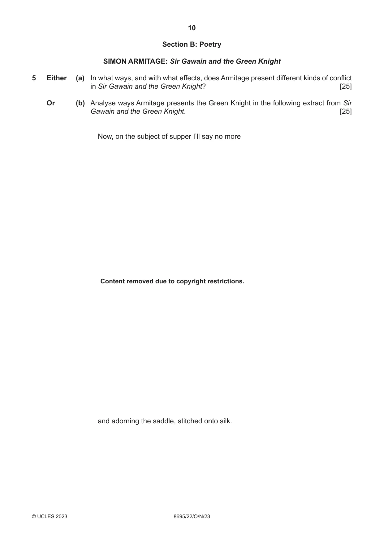 Cambridge A Level English - Language and Literature (AS Level only, from 2016) 8695 2023 Oct/Nov Paper 2 · Variant 2 question paper, page 10 of 24