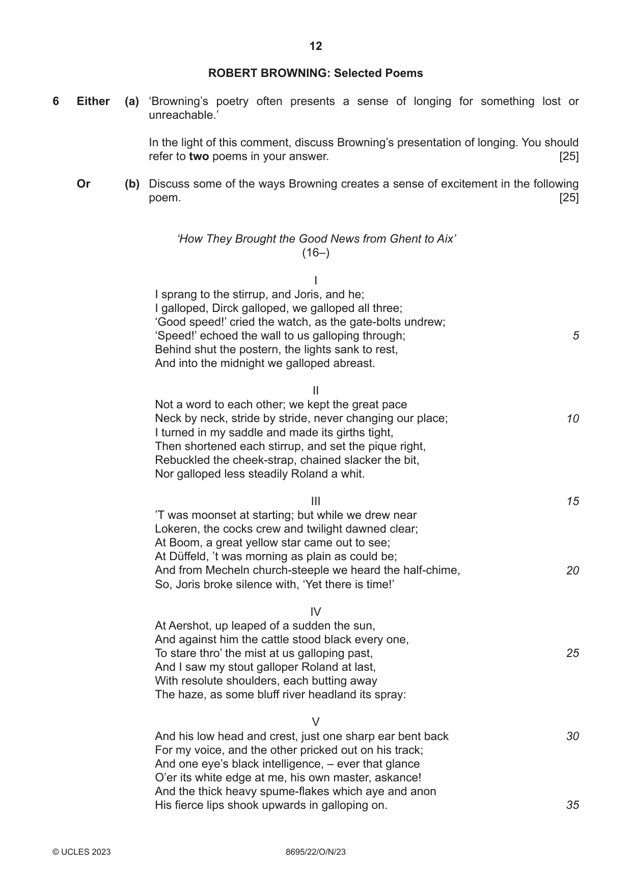 Cambridge A Level English - Language and Literature (AS Level only, from 2016) 8695 2023 Oct/Nov Paper 2 · Variant 2 question paper, page 12 of 24