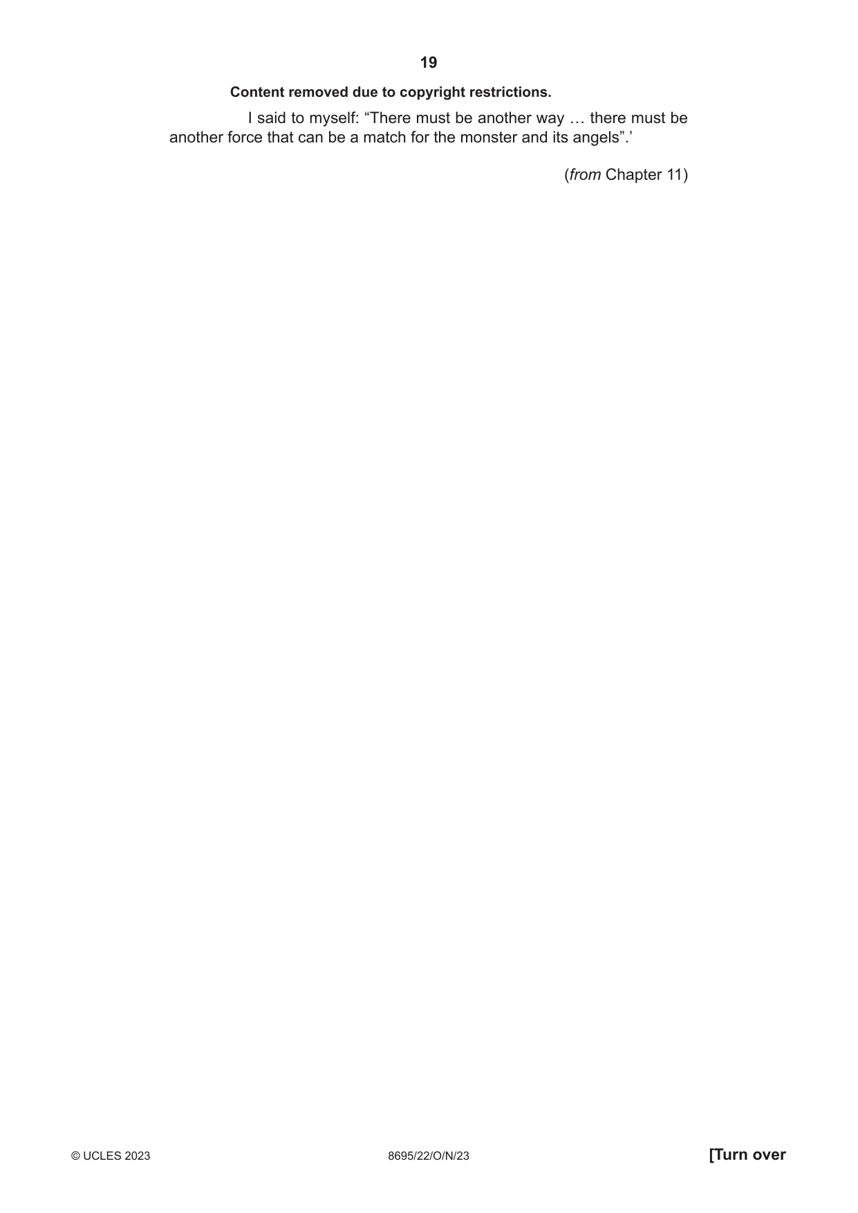 Cambridge A Level English - Language and Literature (AS Level only, from 2016) 8695 2023 Oct/Nov Paper 2 · Variant 2 question paper, page 19 of 24