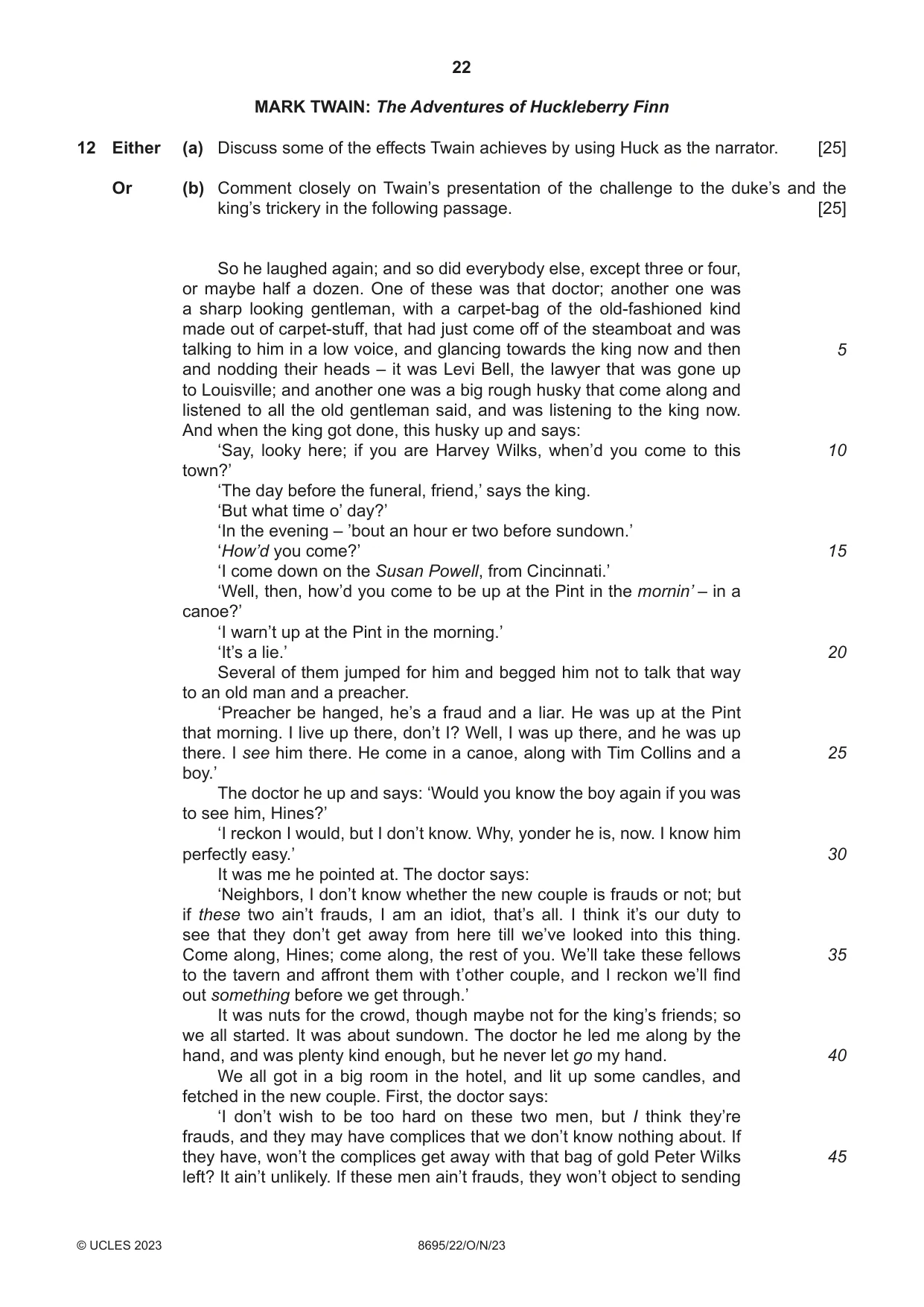 Cambridge A Level English - Language and Literature (AS Level only, from 2016) 8695 2023 Oct/Nov Paper 2 · Variant 2 question paper, page 22 of 24