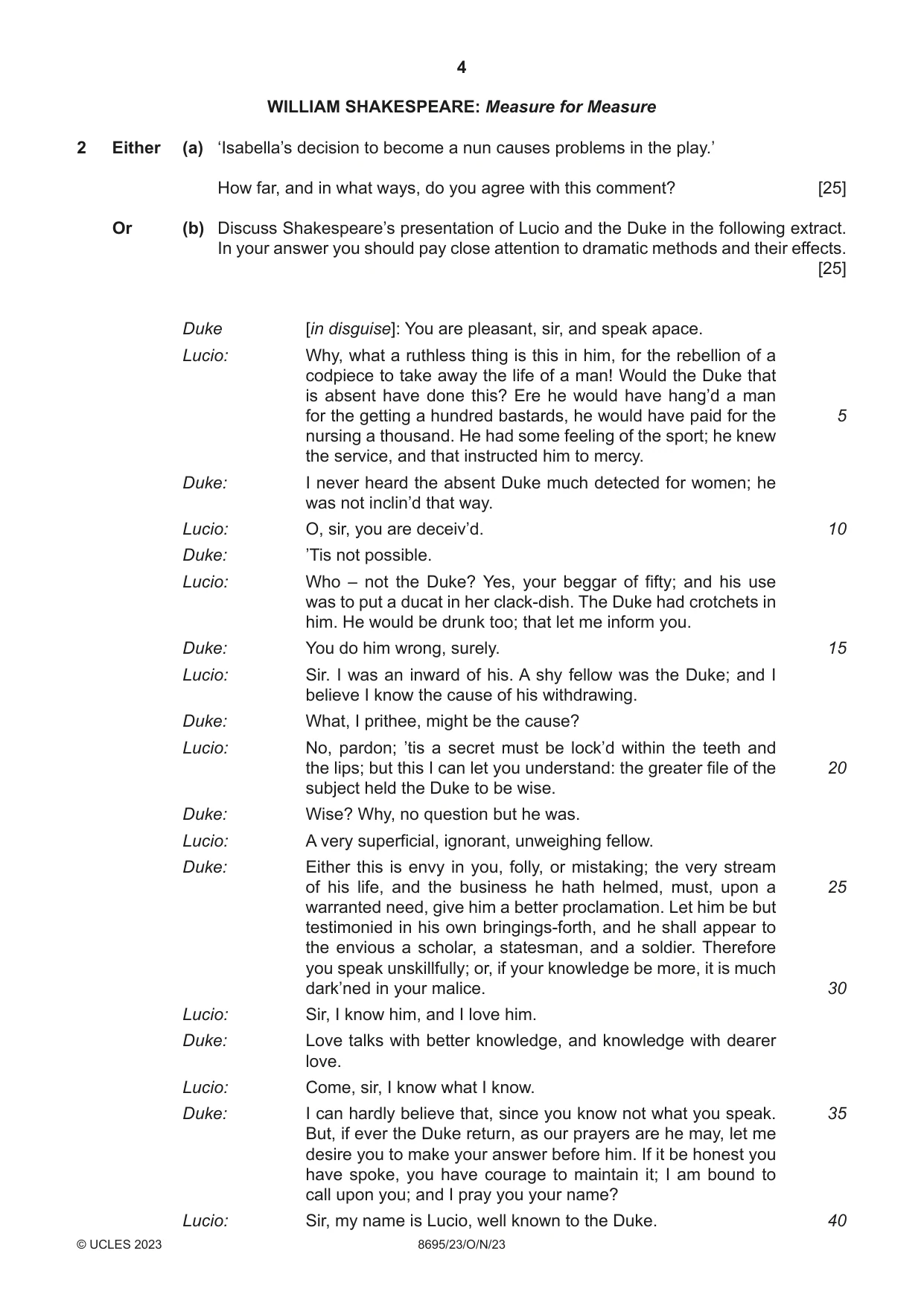 Cambridge A Level English - Language and Literature (AS Level only, from 2016) 8695 2023 Oct/Nov Paper 2 · Variant 3 question paper, page 4 of 24