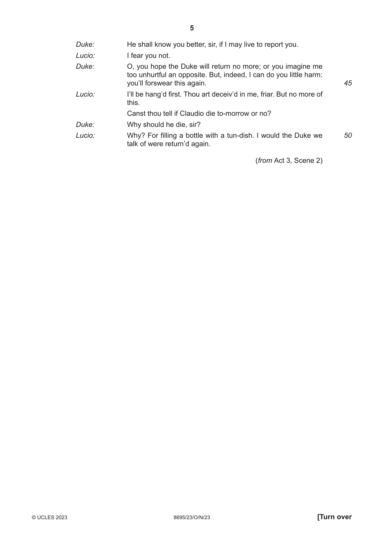 Cambridge A Level English - Language and Literature (AS Level only, from 2016) 8695 2023 Oct/Nov Paper 2 · Variant 3 question paper, page 5 of 24