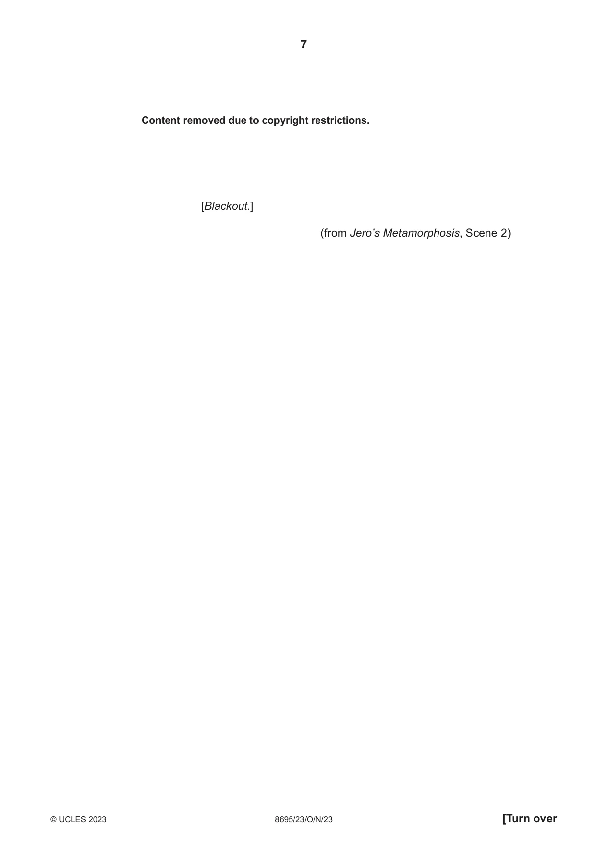 Cambridge A Level English - Language and Literature (AS Level only, from 2016) 8695 2023 Oct/Nov Paper 2 · Variant 3 question paper, page 7 of 24