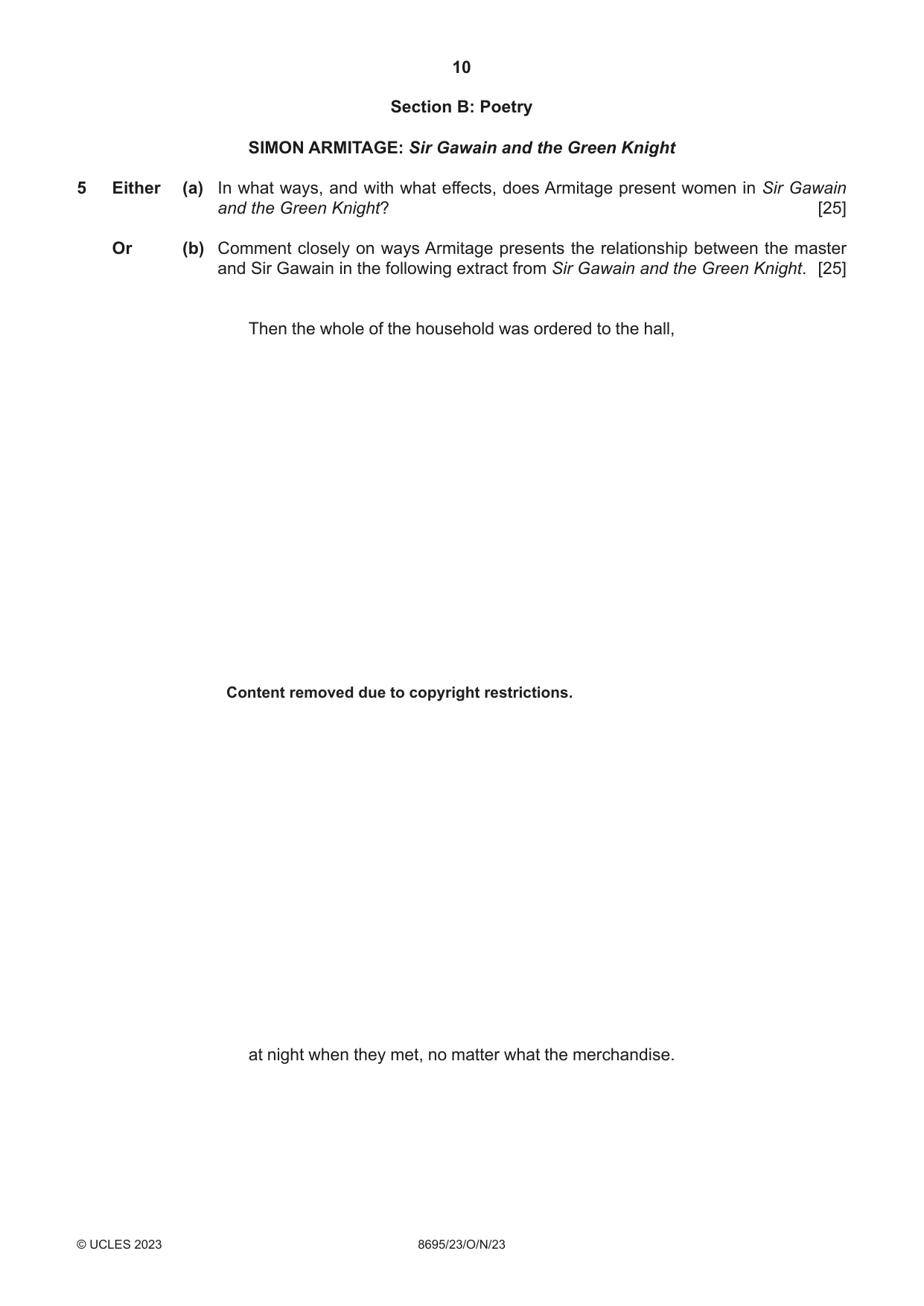 Cambridge A Level English - Language and Literature (AS Level only, from 2016) 8695 2023 Oct/Nov Paper 2 · Variant 3 question paper, page 10 of 24