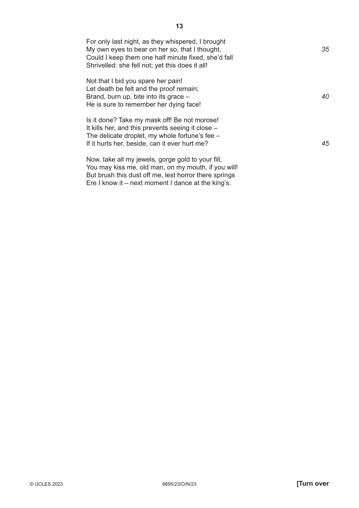 Cambridge A Level English - Language and Literature (AS Level only, from 2016) 8695 2023 Oct/Nov Paper 2 · Variant 3 question paper, page 13 of 24