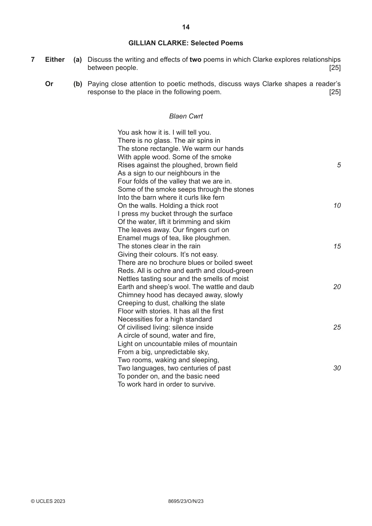 Cambridge A Level English - Language and Literature (AS Level only, from 2016) 8695 2023 Oct/Nov Paper 2 · Variant 3 question paper, page 14 of 24