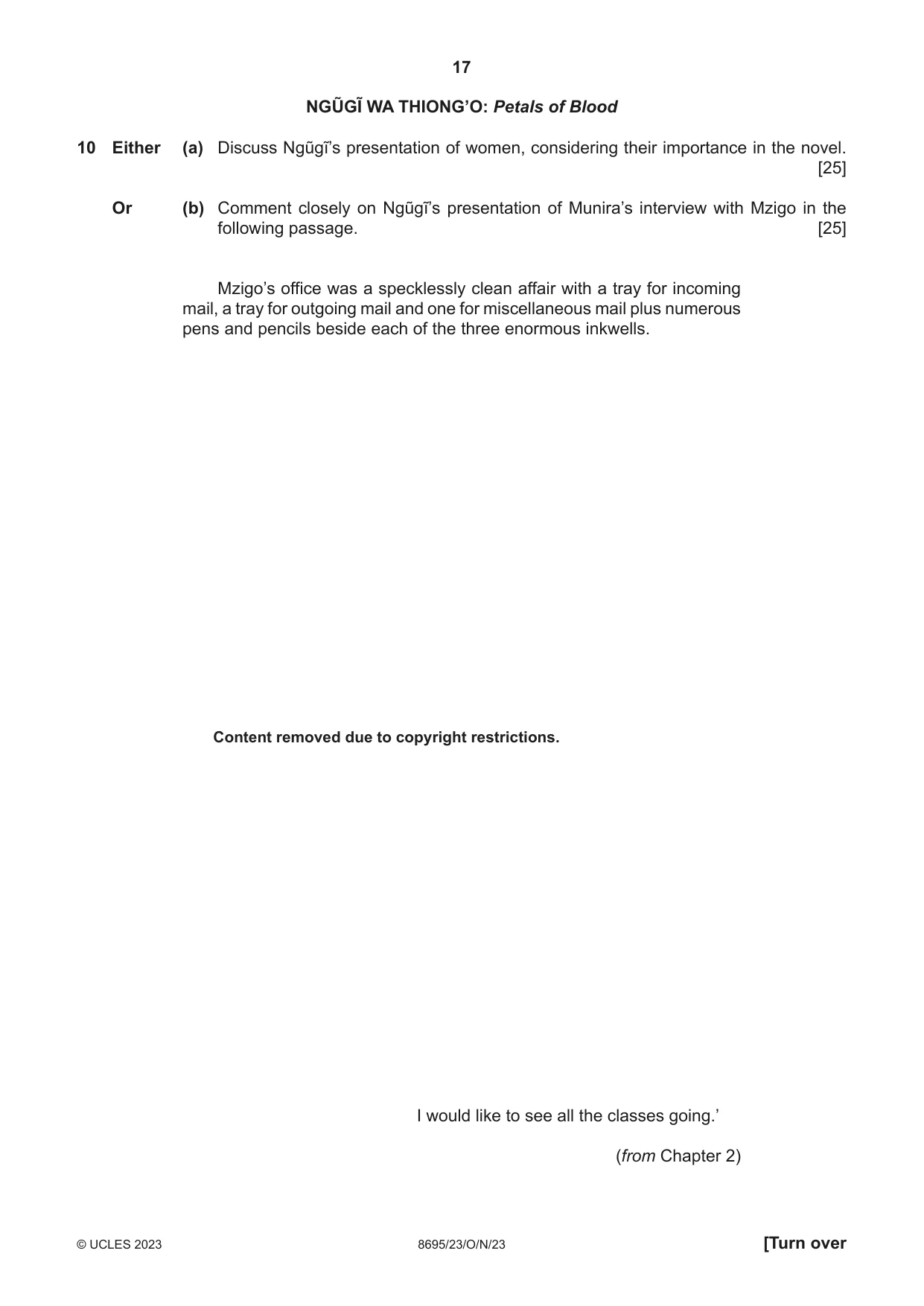 Cambridge A Level English - Language and Literature (AS Level only, from 2016) 8695 2023 Oct/Nov Paper 2 · Variant 3 question paper, page 17 of 24