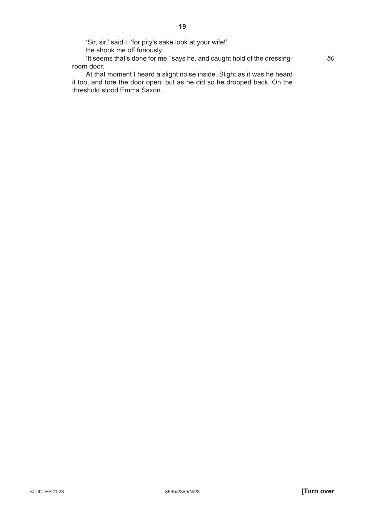 Cambridge A Level English - Language and Literature (AS Level only, from 2016) 8695 2023 Oct/Nov Paper 2 · Variant 3 question paper, page 19 of 24