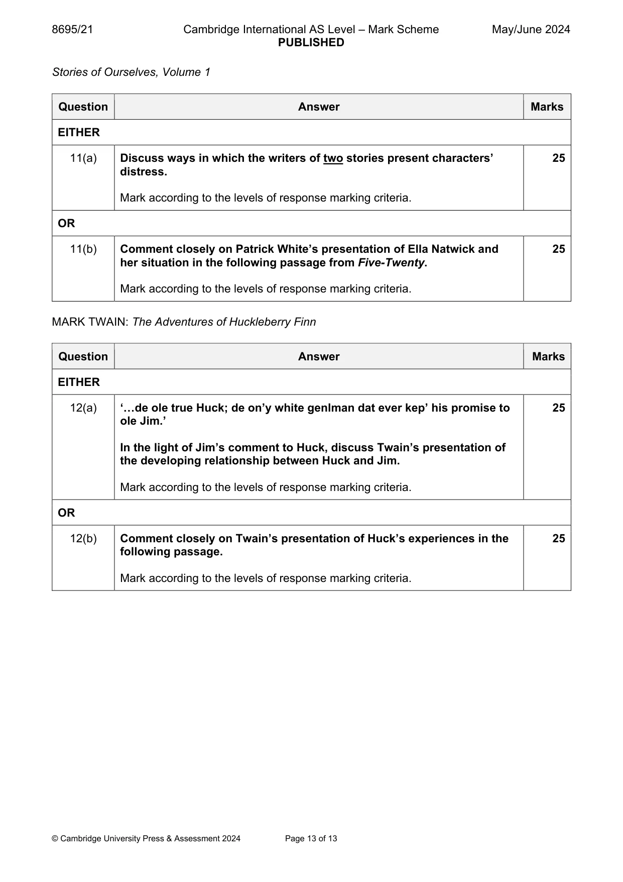 Mark scheme, page 13 of 13
