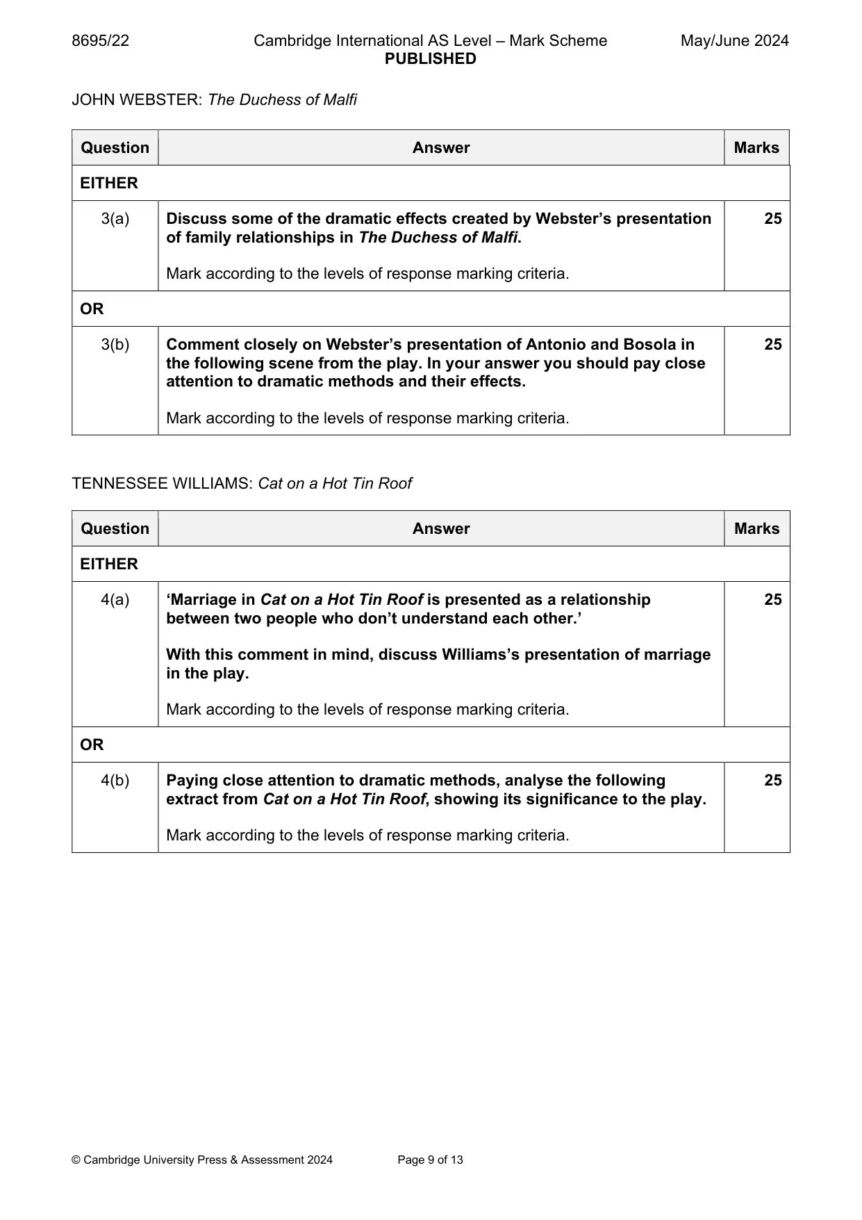 Mark scheme, page 9 of 13