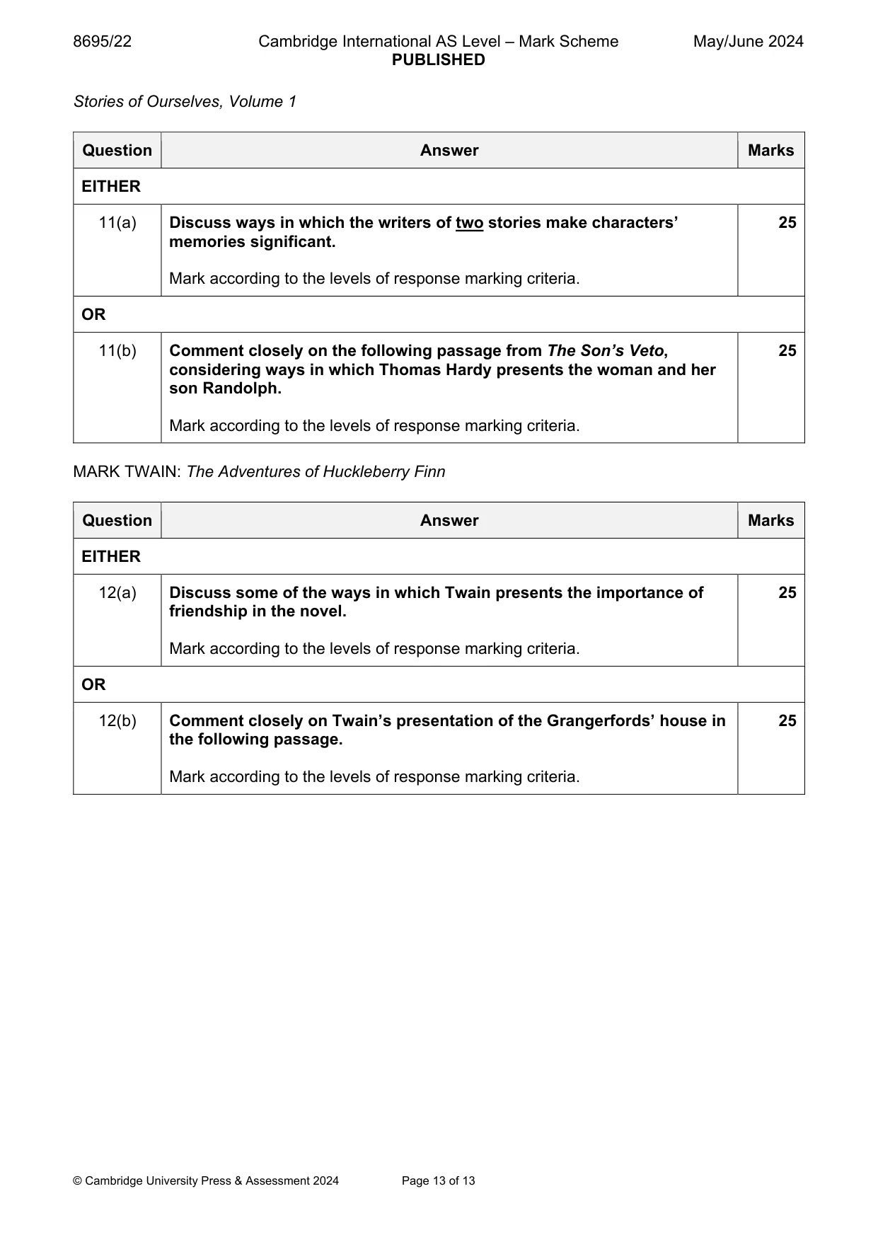 Mark scheme, page 13 of 13