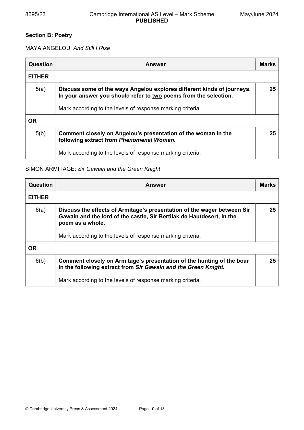 Mark scheme, page 10 of 13
