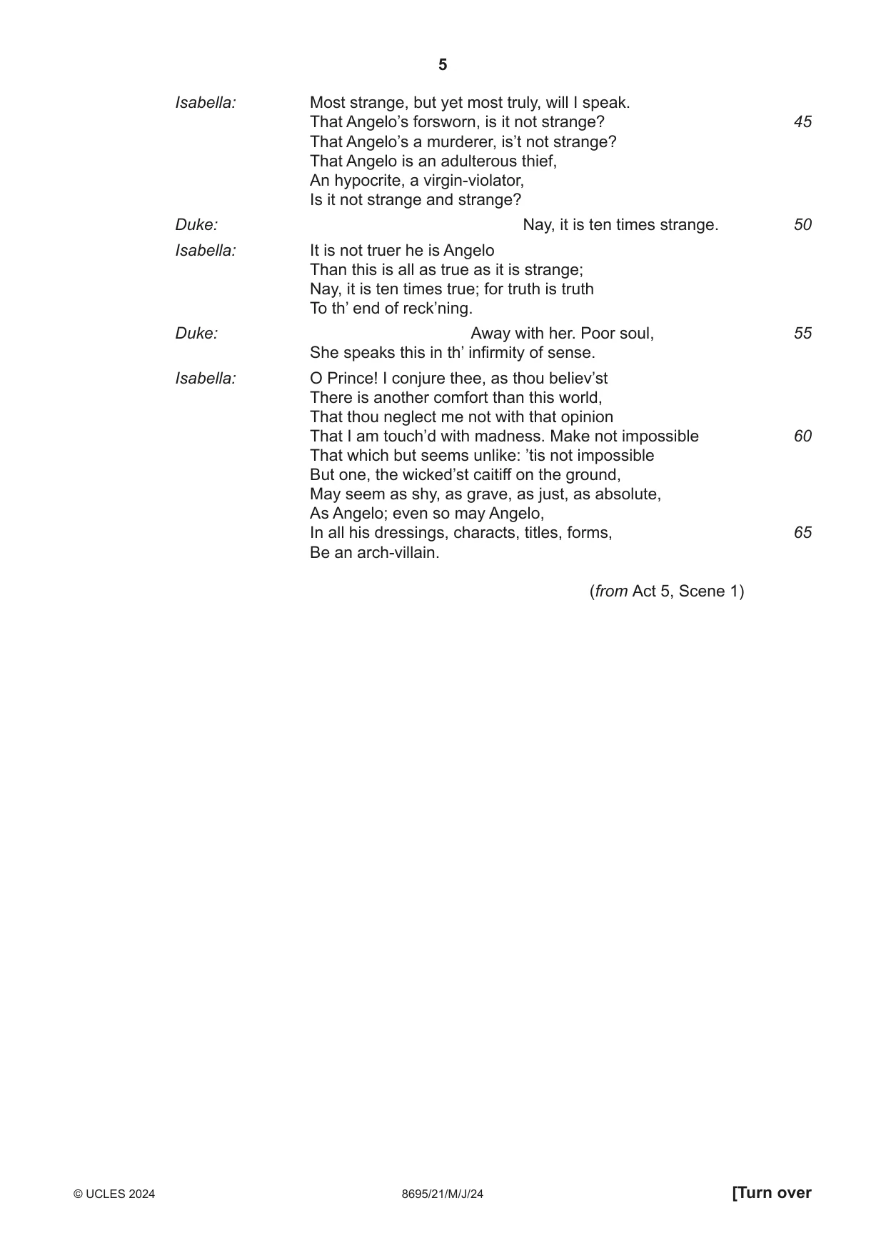 Cambridge A Level English - Language and Literature (AS Level only, from 2016) 8695 2024 May/June Paper 2 · Variant 1 question paper, page 5 of 24