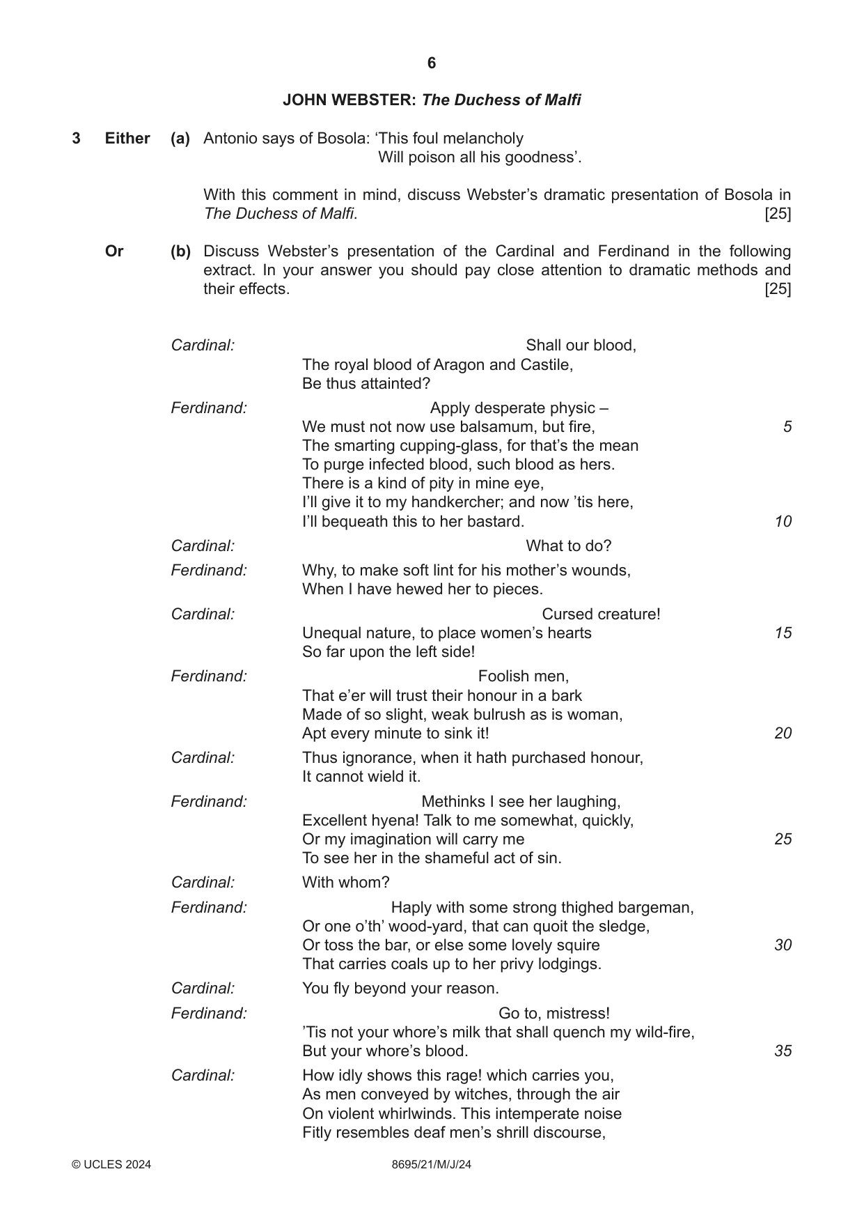 Cambridge A Level English - Language and Literature (AS Level only, from 2016) 8695 2024 May/June Paper 2 · Variant 1 question paper, page 6 of 24