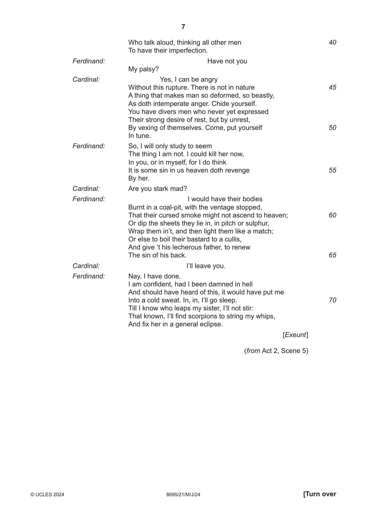 Cambridge A Level English - Language and Literature (AS Level only, from 2016) 8695 2024 May/June Paper 2 · Variant 1 question paper, page 7 of 24