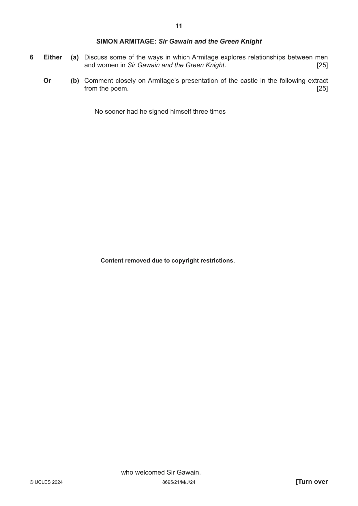 Cambridge A Level English - Language and Literature (AS Level only, from 2016) 8695 2024 May/June Paper 2 · Variant 1 question paper, page 11 of 24