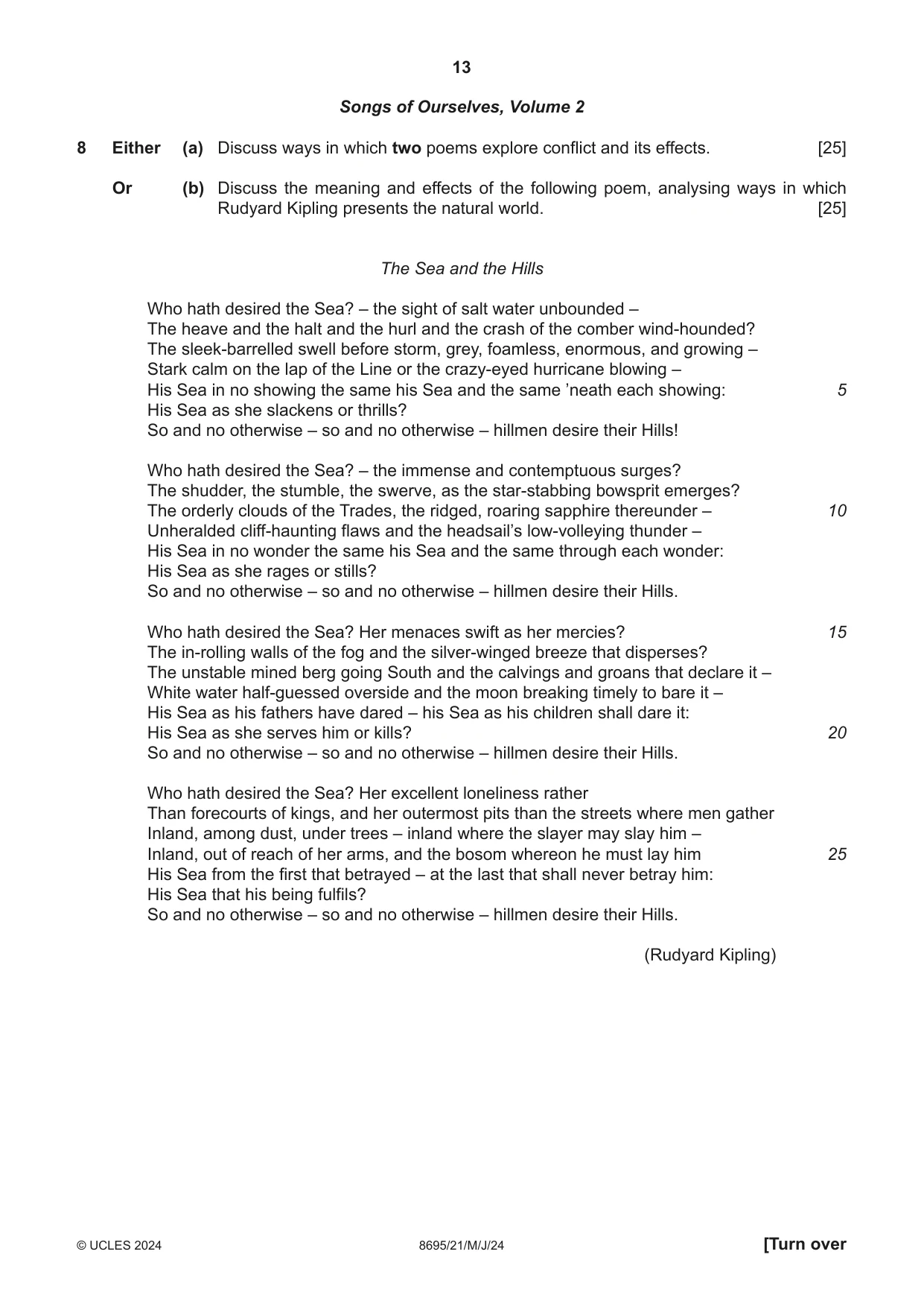 Cambridge A Level English - Language and Literature (AS Level only, from 2016) 8695 2024 May/June Paper 2 · Variant 1 question paper, page 13 of 24